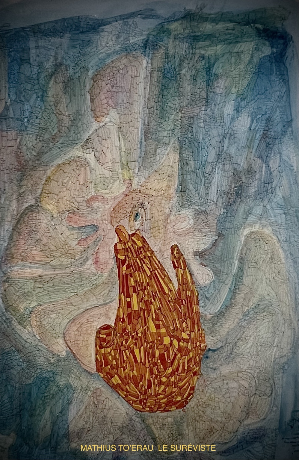 Main et l’oiseau, aquarelle facettiste de Mathius TO’ERAU